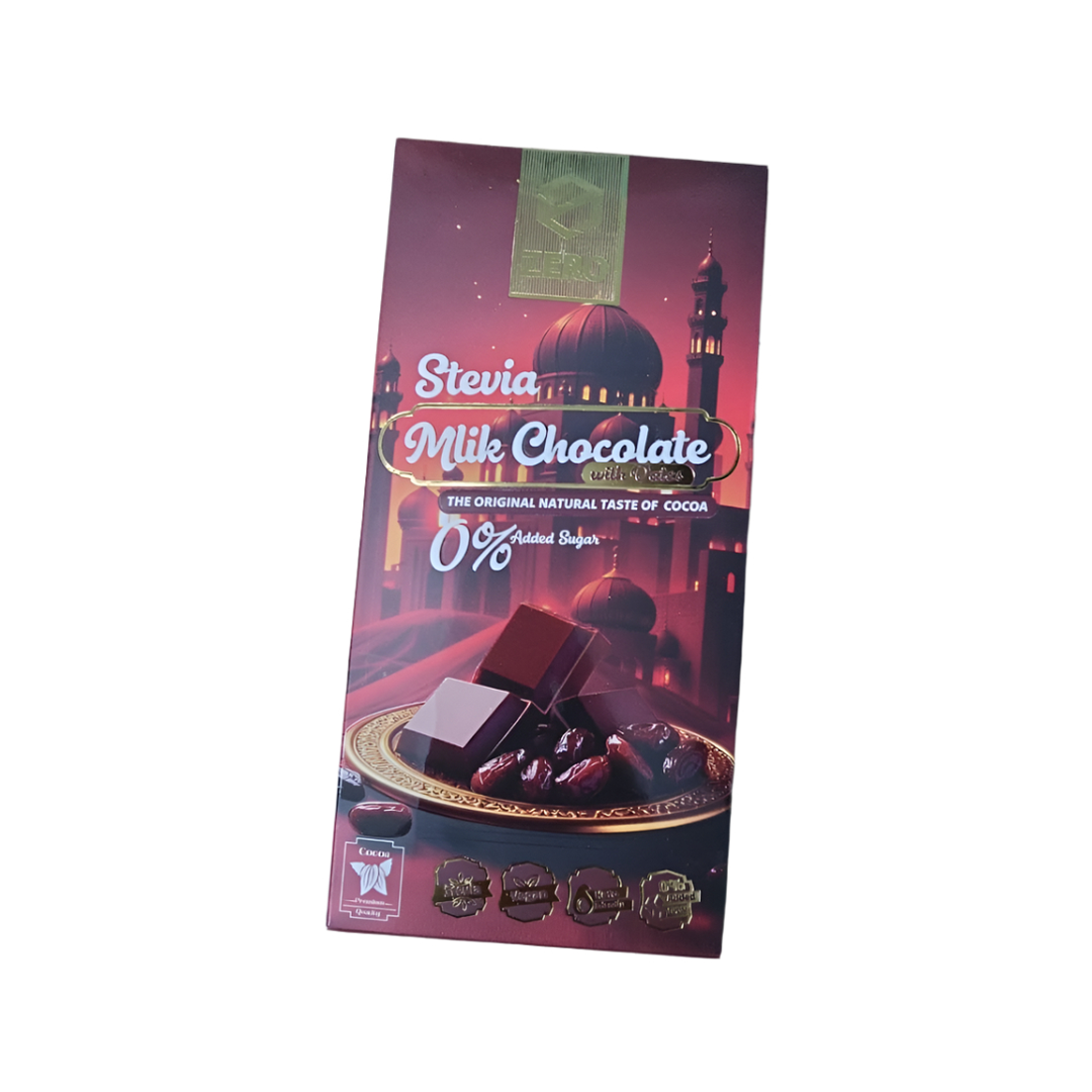 Zero Stevia Milk Chocolate with Dates Chocolate Bar 85g