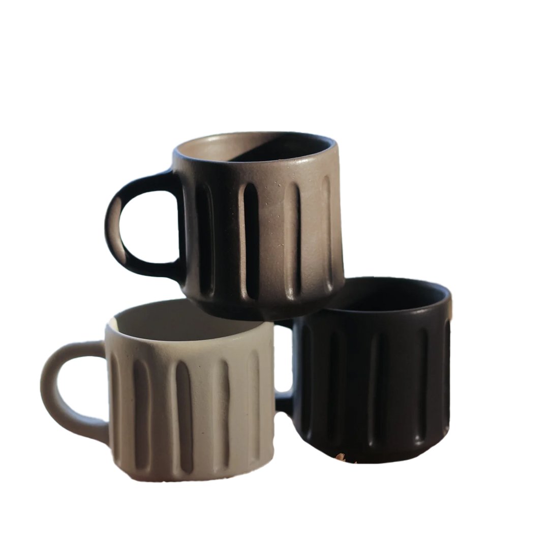 Handmade Fluted Mug ( Black)