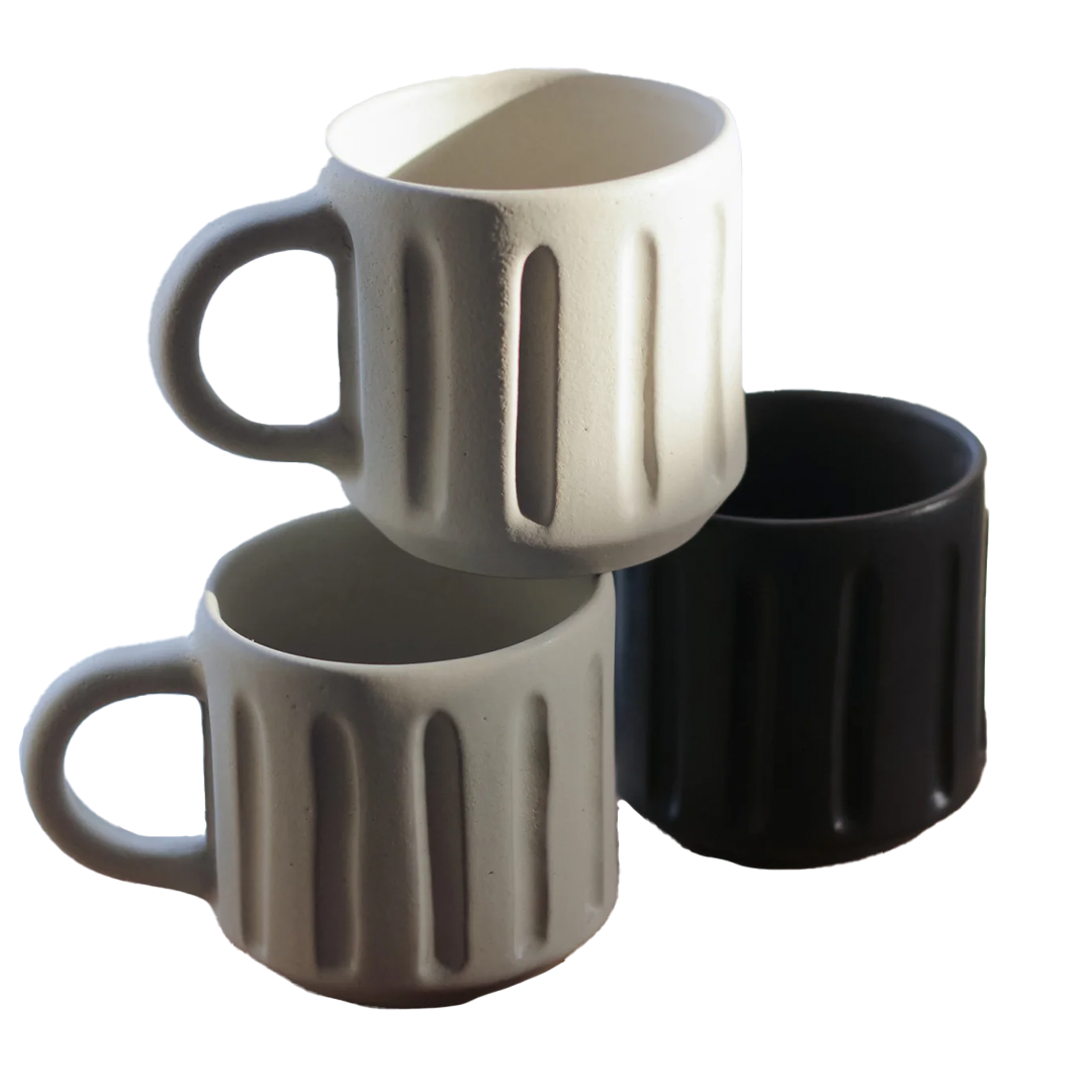 Handmade Fluted Mug ( Black)