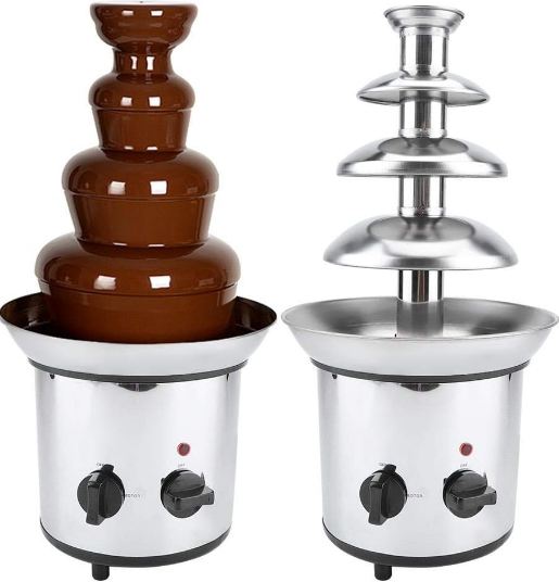 Stainless Steel Electric Chocolate Fondue Fountain | 4 Tier Melting Tower for Events & Restaurants