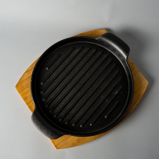 Cast Iron Grill With Wooden Base