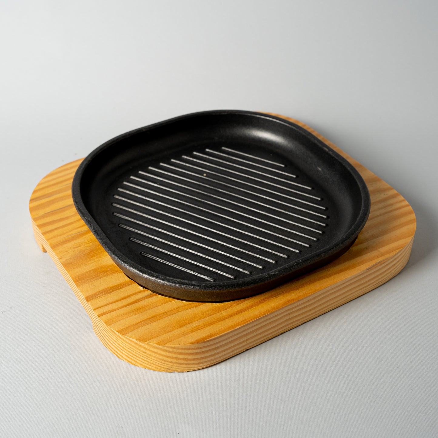 Cast Iron Grill With Wooden Base