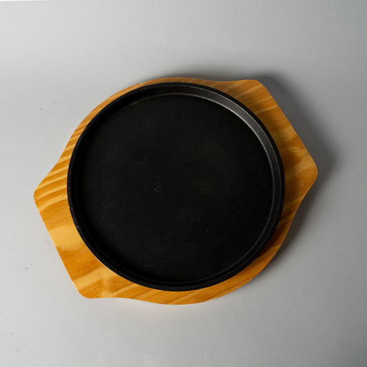 Cast Iron Pan With Wooden Base