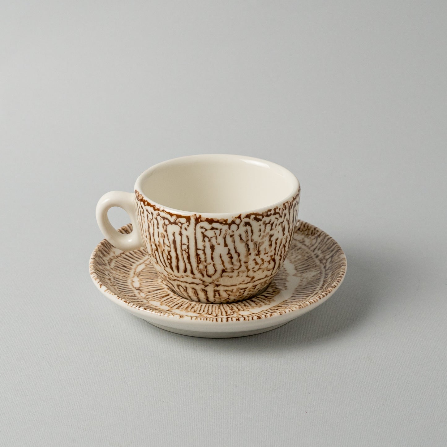 Porcelain Luna Ivory Tea Cup With Underline - Brown