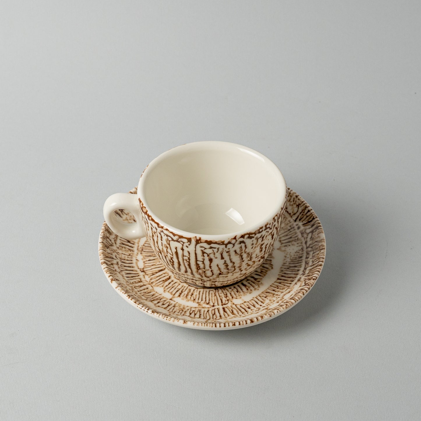 Porcelain Luna Ivory Tea Cup With Underline - Brown