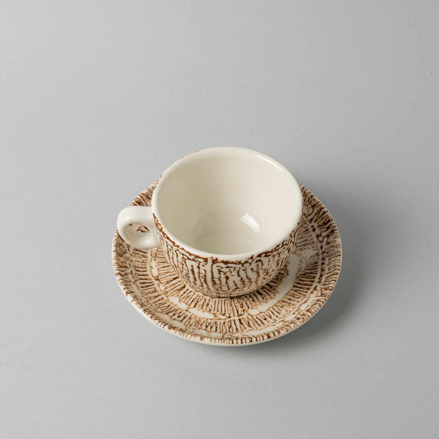 Porcelain Luna Ivory Tea Cup With Underline - Brown