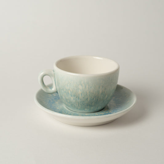 Porcelain Luna Turquiose Glaze Tea Cup With Underline