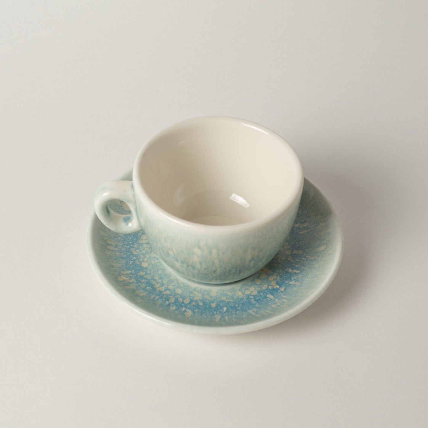 Porcelain Luna Turquiose Glaze Tea Cup With Underline